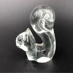 Vintage Clear Art Glass Squirrel Paperweight Hand Blown Polished Animal Figure